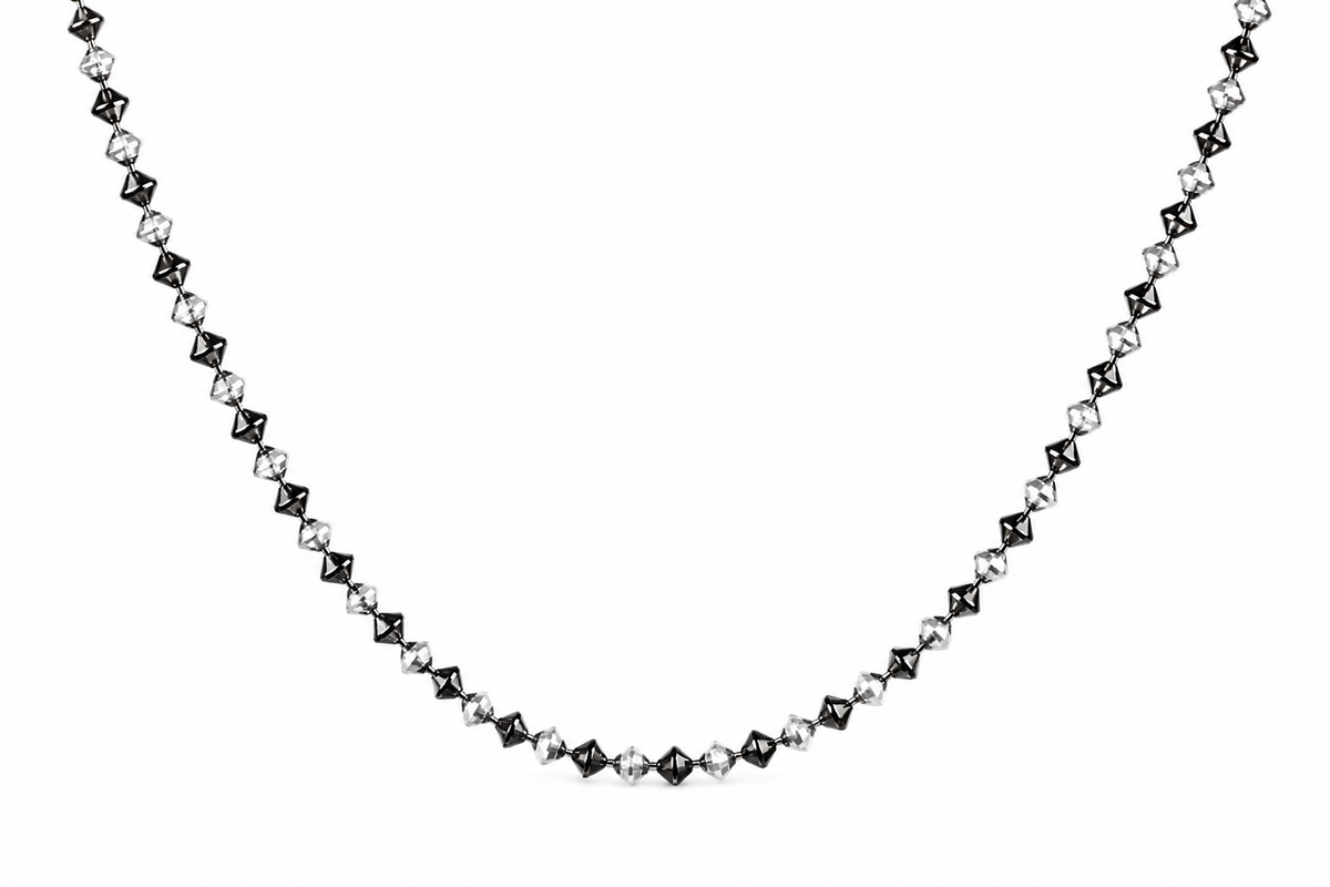 Black rhodium hexa bead silver chain