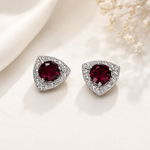 Load image into Gallery viewer, Garnet Trillian Stud Earrings