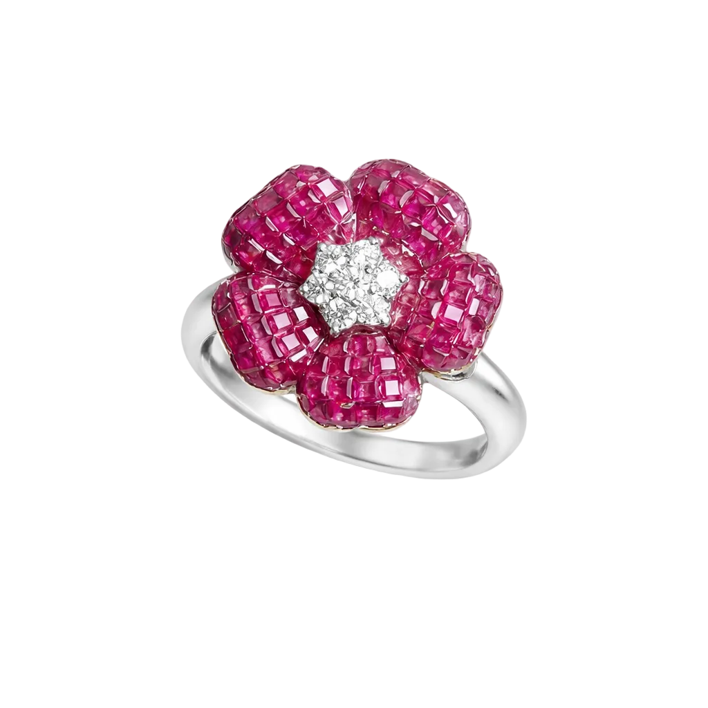 Serti rosé bloom ring