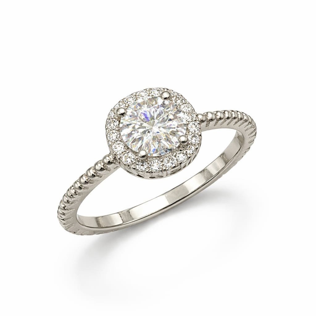 Diamond ring with a white background
