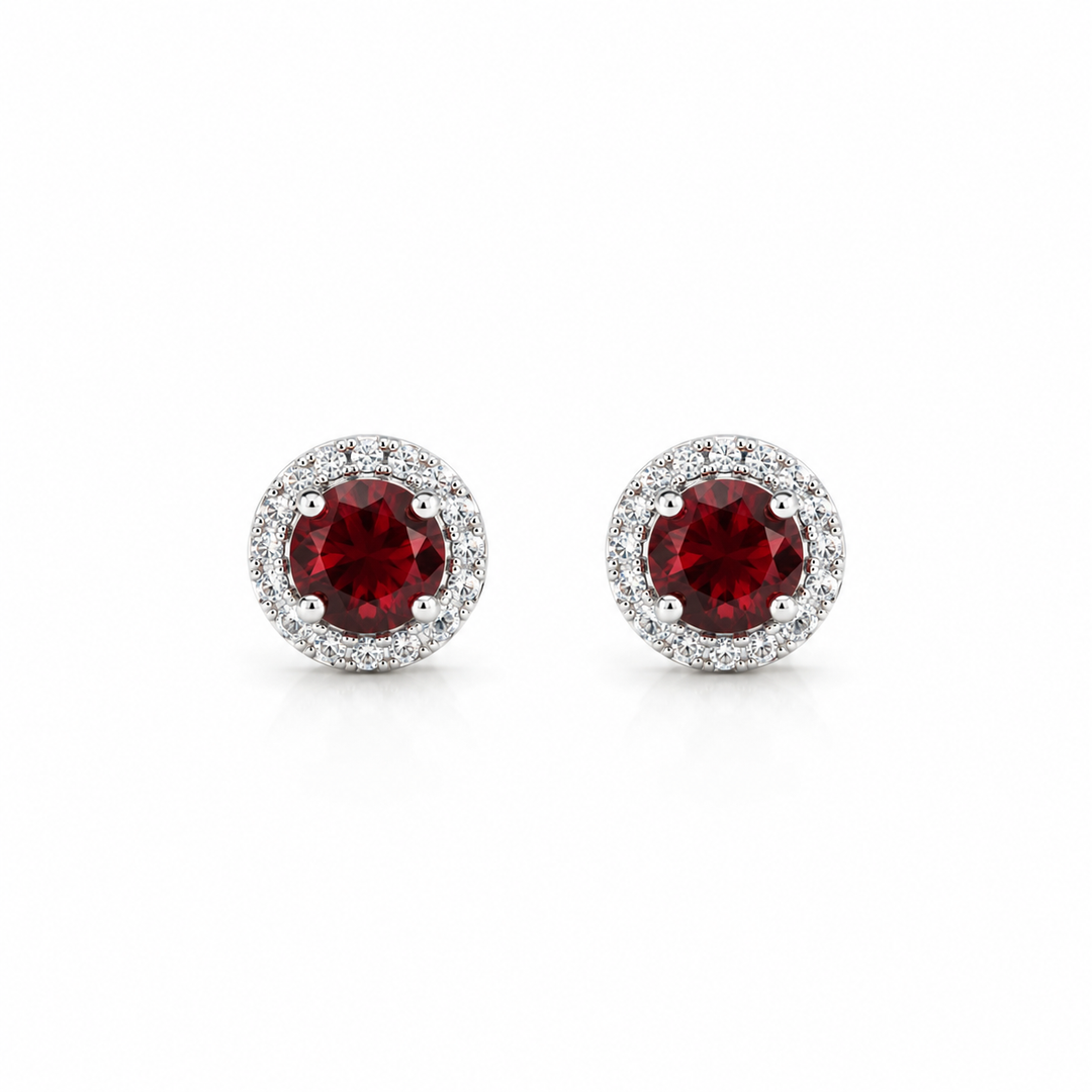Garnet Halo Radiance Studs