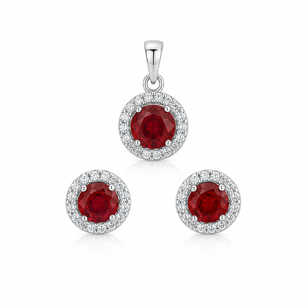 Garnet Halo Elegance Set