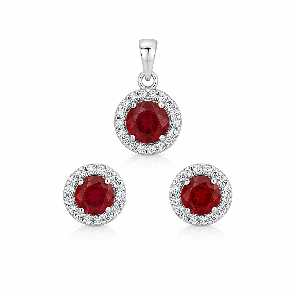 Garnet halo elegance set