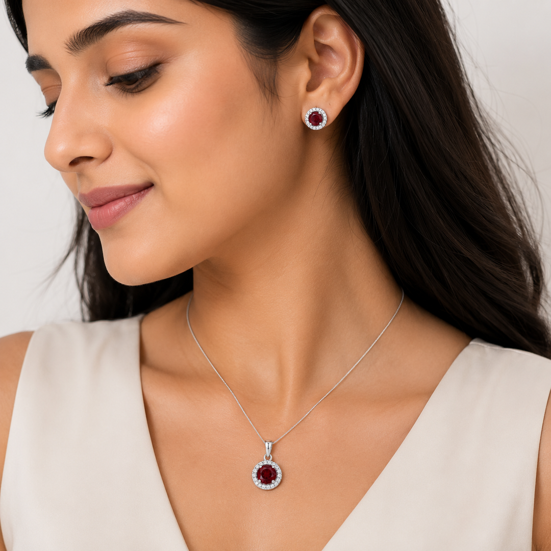 Garnet Halo Elegance Set