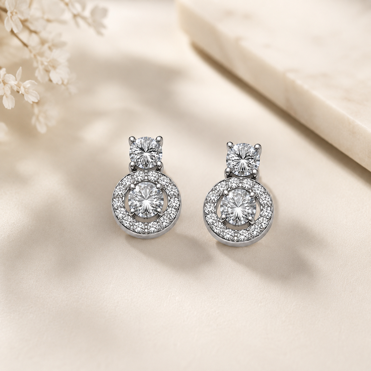Aurora halo drop earrings