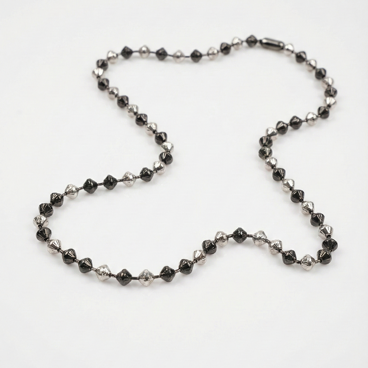 Black rhodium hexa bead silver chain