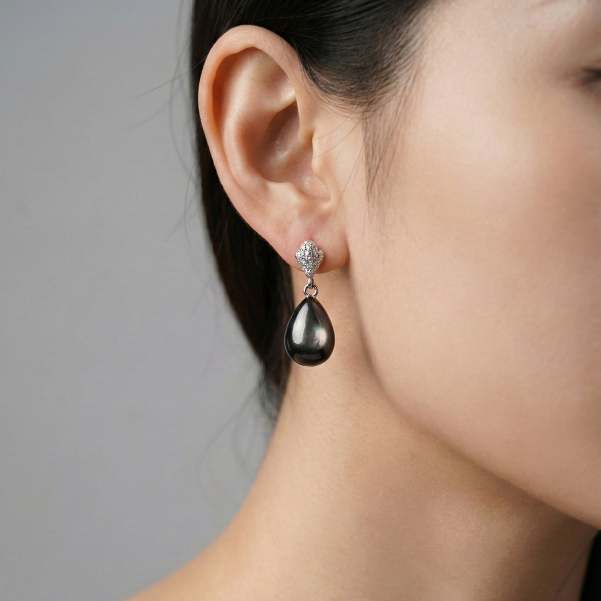 Obsidian whisper drop earring