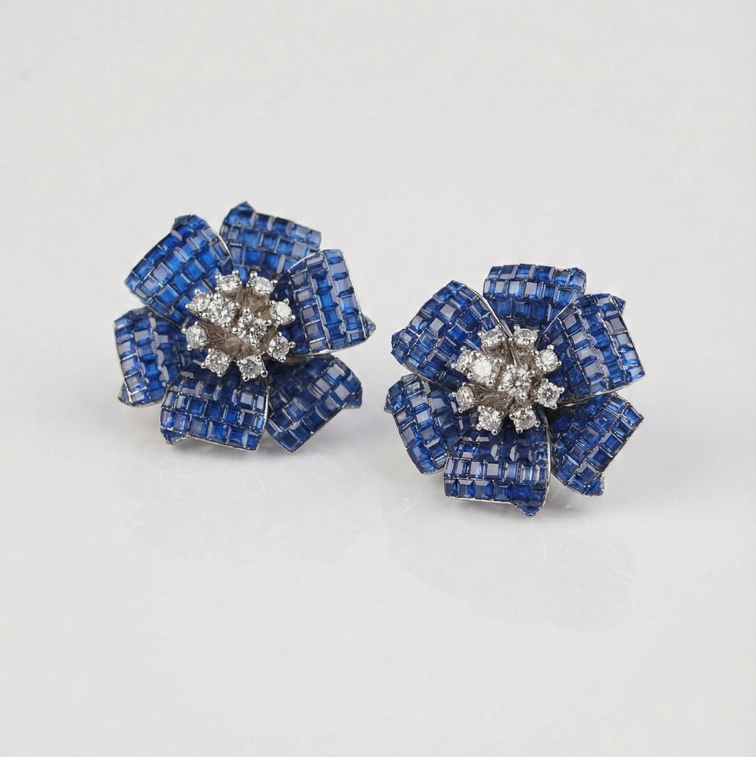 Azure Bloom Serti Earrings