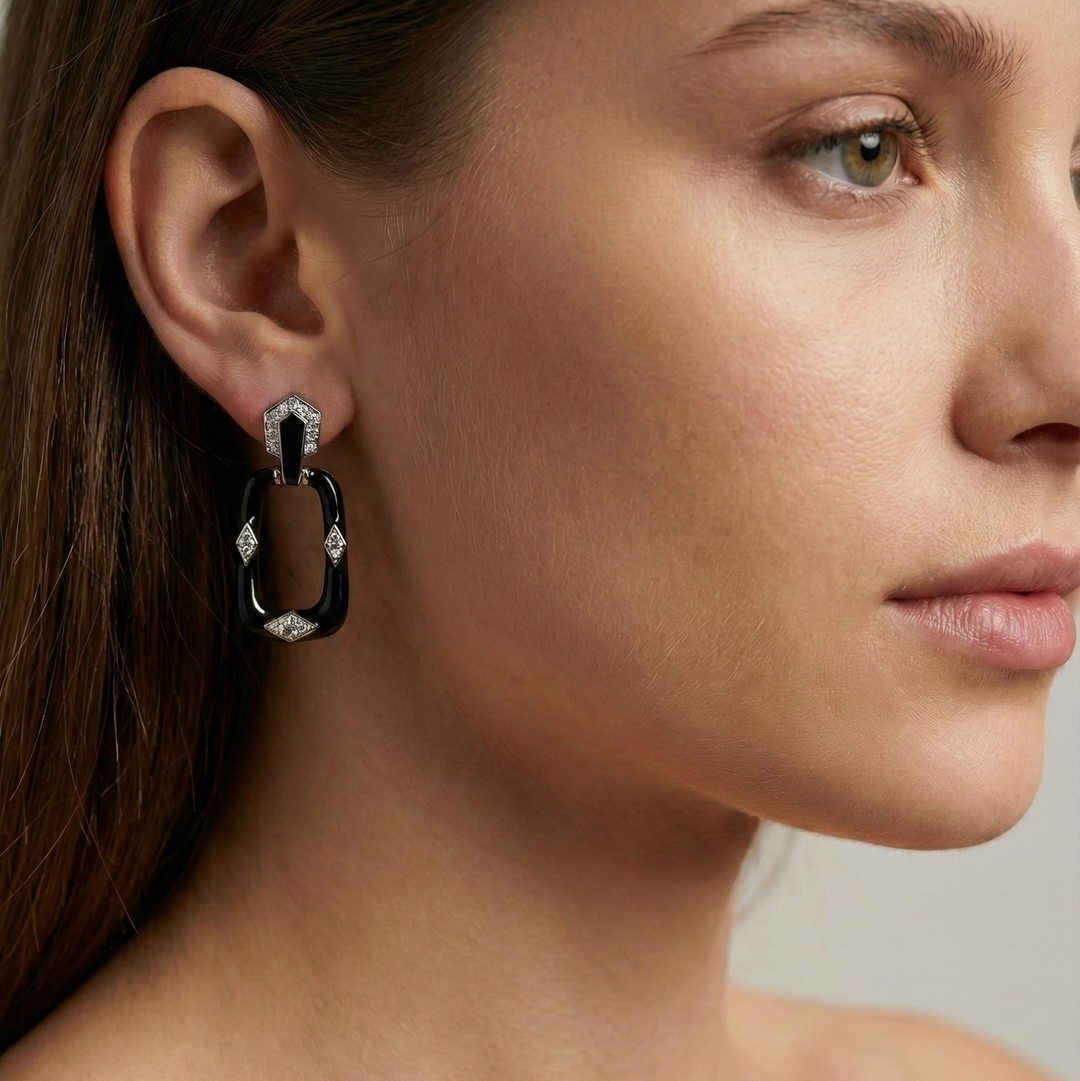 Midnight Link Drop Earrings